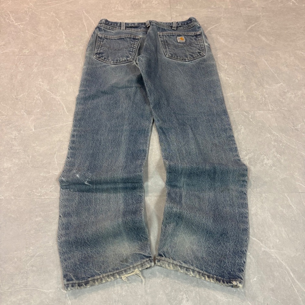 Carhartt FR Flame Resistant Work Jeans Mens 34x34 Blue Denim MDS Distressed